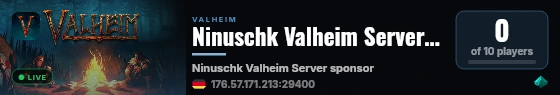Ninuschk Valheim Server sponsored by G-Portal live status badge