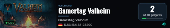 Gamertag Valheim live status badge
