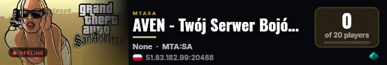 AVEN - Twój Serwer Bojówki | Frakcje | Organizacje | Auto na start | Serverproject.pl live status badge