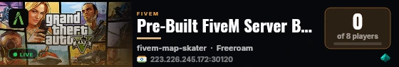 Pre-Built FiveM Server By RPbazzar live status badge