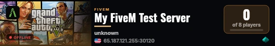 My FiveM Test Server live status badge