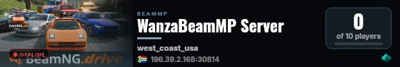 WanzaBeamMP Server live status badge