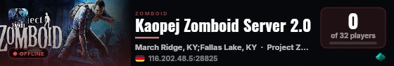 Kaopej Zomboid Server 2.0 live status badge