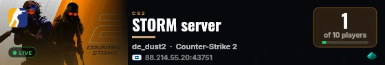 STORM server live status badge