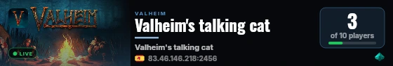 Valheim's talking cat live status badge