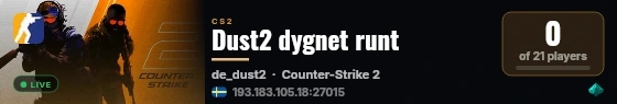 Dust2 dygnet runt live status badge