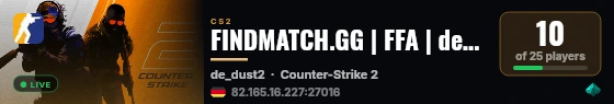 FINDMATCH.GG | FFA | de_dust2 | Shards live status badge