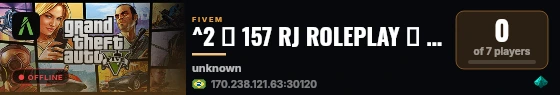 ^2 🌴 157 RJ ROLEPLAY 🌴 ^7 | ✔️ OTIMIZADA E COMPLETA ✔️ | 🎮 https://discord.gg/jGBt9gt6R5 live status badge