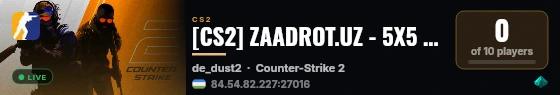 [CS2] ZAADROT.UZ - 5X5 #3 | !KNIFE !SKINS live status badge