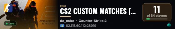 CS2 CUSTOM MATCHES [KZ] — CYBERSHOKE.NET live status badge