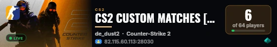 CS2 CUSTOM MATCHES [KZ] — CYBERSHOKE.NET live status badge