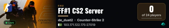 FF#1 CS2 Server live status badge