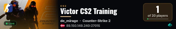 Victor CS2 Training live status badge