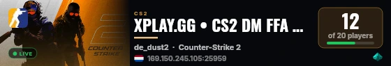 XPLAY.GG • CS2 DM FFA #93 • [NL] live status badge
