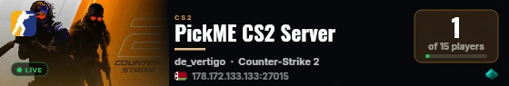 PickME CS2 Server live status badge