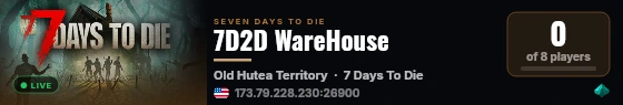 7D2D WareHouse live status badge