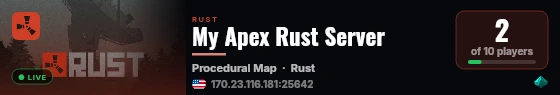 My Apex Rust Server live status badge