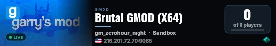 Brutal GMOD (X64) live status badge
