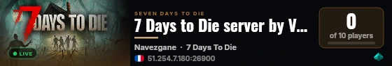 7 Days to Die server by VeryGames.com - DediGames Box live status badge