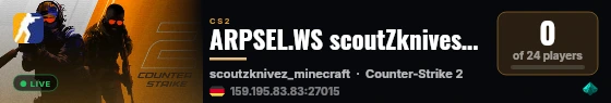 ARPSEL.WS scoutZknives | ALPHA~ | discord.gg/KXkggbBGxM live status badge