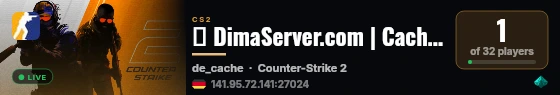 █ DimaServer.com | Cache #1 | Battlepass / Missions / Skins live status badge