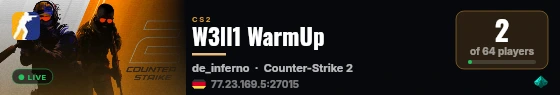W3ll1 WarmUp live status badge
