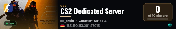 CS2 Dedicated Server live status badge