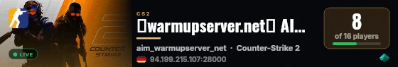 ★warmupserver.net★ AIM-TEAM-DM CUSTOM ★aimMultiCfg™★ live status badge