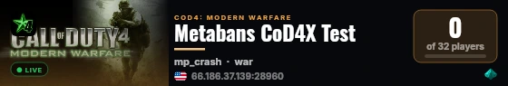 Metabans CoD4X Test live status badge