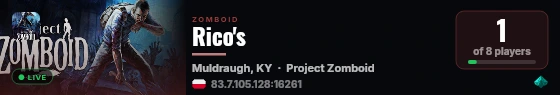 Rico's live status badge
