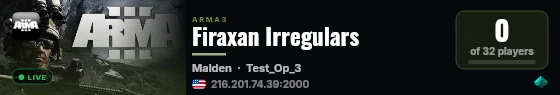 Firaxan Irregulars live status badge