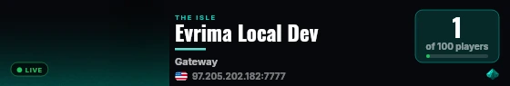 Evrima Local Dev live status badge