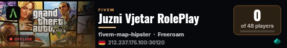 Juzni Vjetar RolePlay live status badge