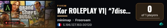 Kor ROLEPLAY V1| ^7discord.gg/Koroleplay live status badge