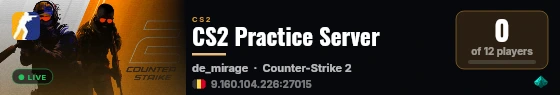 CS2 Practice Server live status badge