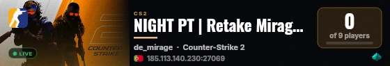 NIGHT PT | Retake Mirage #10 | Skins Grátis live status badge