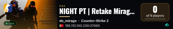 NIGHT PT | Retake Mirage #5 | Skins Grátis live status badge