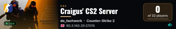 Craigus' CS2 Server live status badge