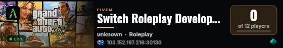 Switch Roleplay Development live status badge