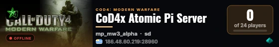 CoD4x Atomic Pi Server live status badge