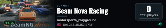Beam Nova Racing live status badge