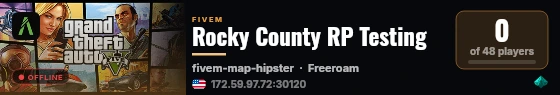 Rocky County RP Testing live status badge