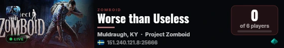 Worse than Useless live status badge