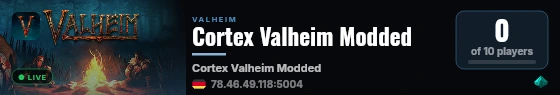 Cortex Valheim Modded live status badge