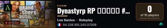 Dynastyrp RP ▬▬▬↭🡺 #SERVEUR↭FUN 🡸↭▬▬▬ 💜 live status badge