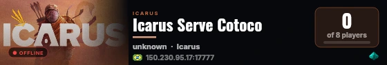 Icarus Serve Cotoco live status badge