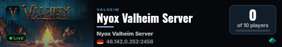 Nyox Valheim Server live status badge