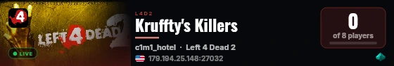 Kruffty's Killers live status badge