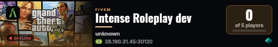 Intense Roleplay dev live status badge