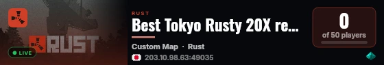 Best Tokyo Rusty 20X resources Redemption PVE live status badge